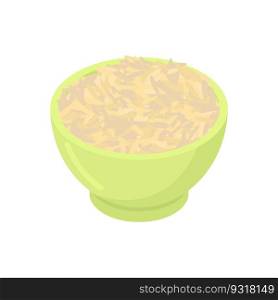 Bowl of Brown rice cereal isolated. Healthy food for breakfast. Vector illustration
