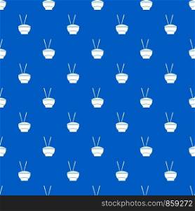 Bowl of rice with chopsticks pattern repeat seamless in blue color for any design. Vector geometric illustration. Bowl of rice with chopsticks pattern seamless blue