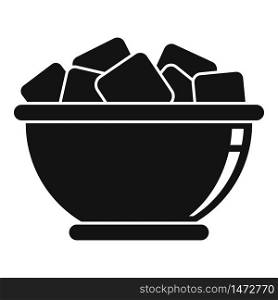Bowl of sugar cubes icon. Simple illustration of bowl of sugar cubes vector icon for web design isolated on white background. Bowl of sugar cubes icon, simple style