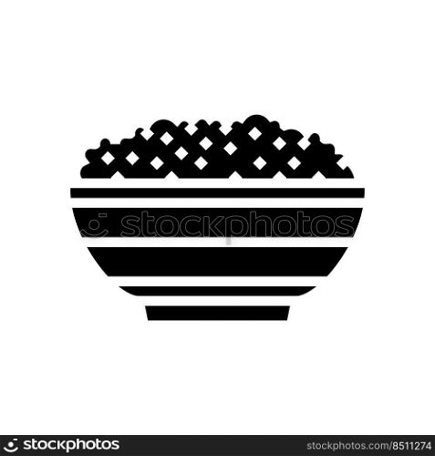 bowl prepared rice glyph icon vector. bowl prepared rice sign. isolated symbol illustration. bowl prepared rice glyph icon vector illustration