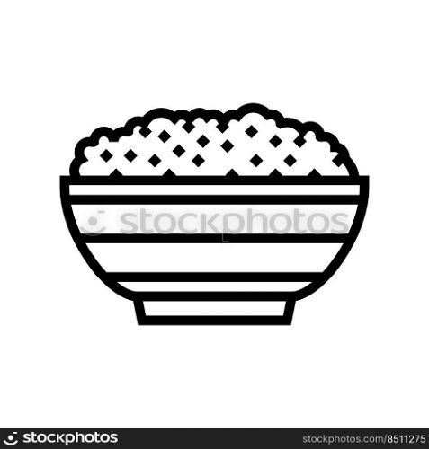 bowl prepared rice line icon vector. bowl prepared rice sign. isolated contour symbol black illustration. bowl prepared rice line icon vector illustration