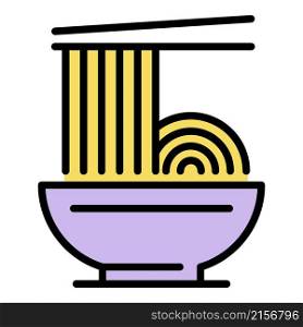 Bowl ramen icon. Outline bowl ramen vector icon color flat isolated. Bowl ramen icon color outline vector