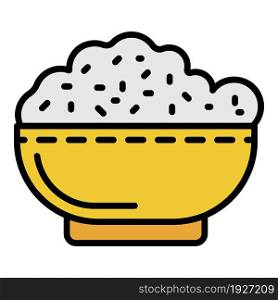 Bowl rice icon. Outline bowl rice vector icon color flat isolated. Bowl rice icon color outline vector
