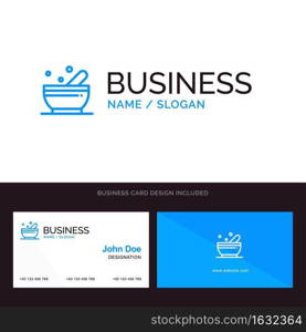 Bowl, Soup, Science Blue Business logo and Business Card Template. Front and Back Design