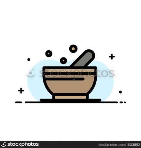 Bowl, Soup, Science  Business Flat Line Filled Icon Vector Banner Template