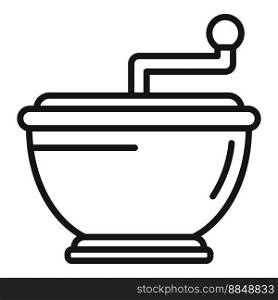 Bowl vegetable cutter icon outline vector. Cut hand. Cooking tool. Bowl vegetable cutter icon outline vector. Cut hand
