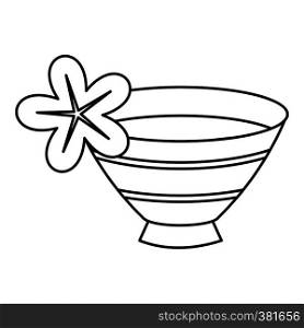 Bowl with water for spa icon. Outline illustration of water for spa vector icon for web design. Bowl with water for spa icon, outline style