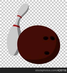 Bowling ball and a skittle illustration. Cartoon symbols on transparent background. Bowling ball and skittle illustration