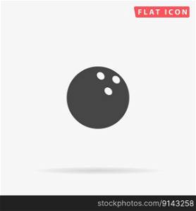 Bowling ball. Simple flat black symbol with shadow on white background. Vector illustration pictogram