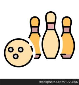 Bowling competition icon. Outline bowling competition vector icon color flat isolated on white. Bowling competition icon color outline vector