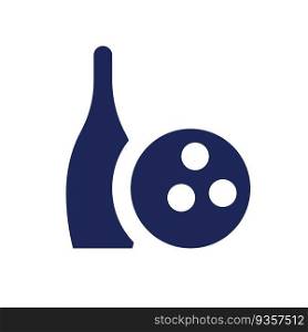 Bowling equipment black glyph ui icon. Team sports game. Active hobby. User interface design. Silhouette symbol on white space. Solid pictogram for web, mobile. Isolated vector illustration. Bowling equipment black glyph ui icon