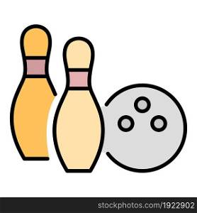 Bowling event icon. Outline bowling event vector icon color flat isolated on white. Bowling event icon color outline vector