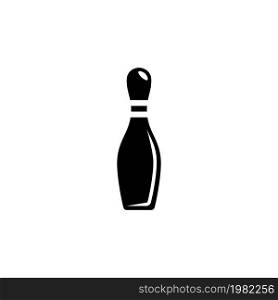 Bowling Game Pin. Flat Vector Icon. Simple black symbol on white background. Bowling Game Pin Flat Vector Icon