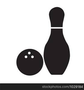 bowling icon on white background. flat style. Bowling pins with ball icon for your web site design, logo, app, UI. bowling game round ball black sign.
