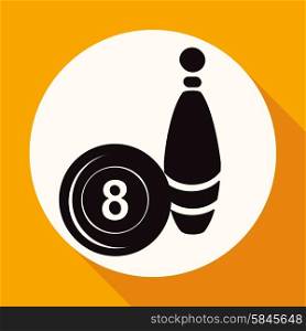 Bowling icon on white circle with a long shadow