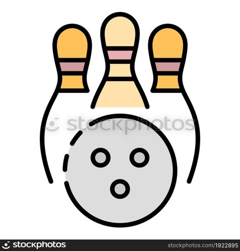 Bowling kegling icon. Outline bowling kegling vector icon color flat isolated on white. Bowling kegling icon color outline vector