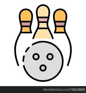 Bowling kegling icon. Outline bowling kegling vector icon color flat isolated on white. Bowling kegling icon color outline vector