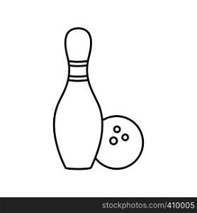 Bowling line icon, thin contour on white background. Bowling line icon