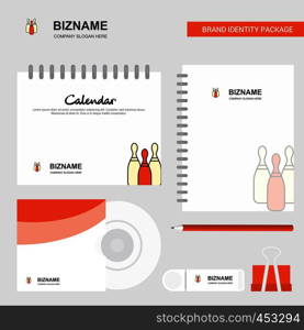 Bowling Logo, Calendar Template, CD Cover, Diary and USB Brand Stationary Package Design Vector Template