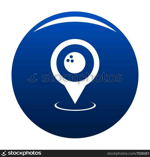 Bowling map pointer icon vector blue circle isolated on white background . Bowling pointer icon blue vector