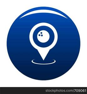 Bowling map pointer icon vector blue circle isolated on white background . Bowling pointer icon blue vector