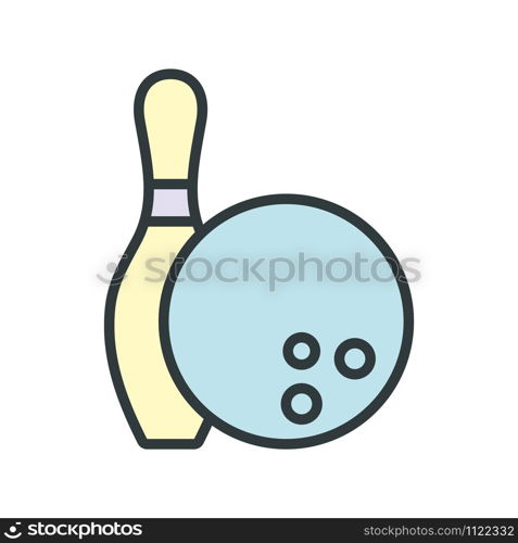 Bowling pin and ball vector icon design templates on white background