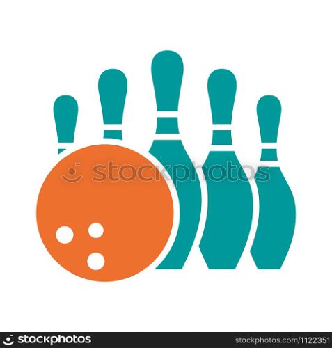 Bowling pin and ball vector icon design templates on white background