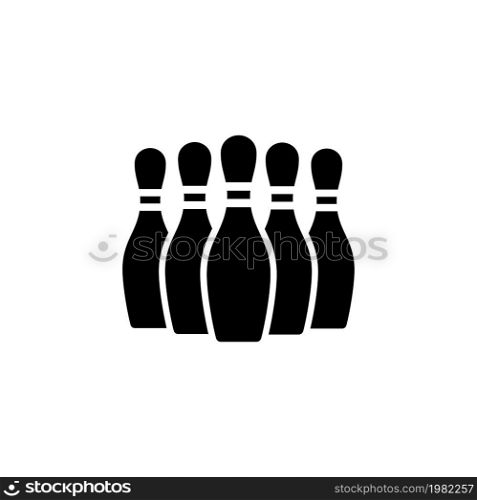 Bowling Pins. Flat Vector Icon. Simple black symbol on white background. Bowling Pins Flat Vector Icon