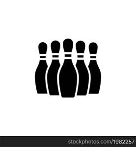 Bowling Pins. Flat Vector Icon. Simple black symbol on white background. Bowling Pins Flat Vector Icon