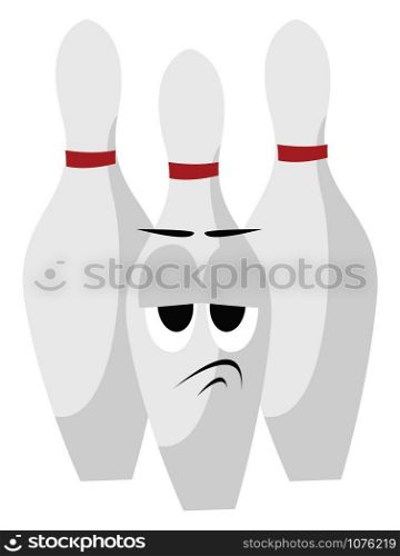 Bowling pins, illustration, vector on white background.