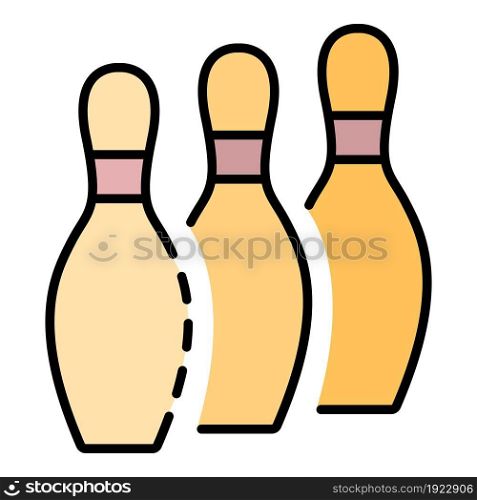 Bowling pins stand icon. Outline bowling pins stand vector icon color flat isolated on white. Bowling pins stand icon color outline vector