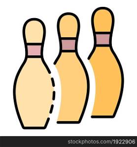 Bowling pins stand icon. Outline bowling pins stand vector icon color flat isolated on white. Bowling pins stand icon color outline vector
