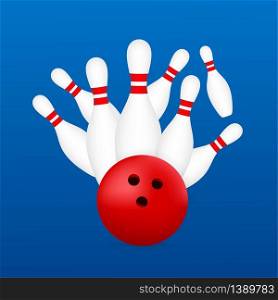 Bowling poster. Bowling game leisure concept. Vector stock illustration. Bowling poster. Bowling game leisure concept. Vector stock illustration.