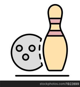 Bowling recreation icon. Outline bowling recreation vector icon color flat isolated on white. Bowling recreation icon color outline vector