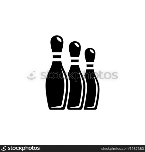 Bowling Skittles Pin. Flat Vector Icon illustration. Simple black symbol on white background. Bowling Skittles Pin sign design template for web and mobile UI element. Bowling Skittles Pin Flat Vector Icon