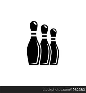 Bowling Skittles Pin. Flat Vector Icon illustration. Simple black symbol on white background. Bowling Skittles Pin sign design template for web and mobile UI element. Bowling Skittles Pin Flat Vector Icon