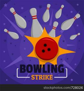 Bowling strike icon. Flat illustration of bowling strike vector icon for web design. Bowling strike icon, flat style