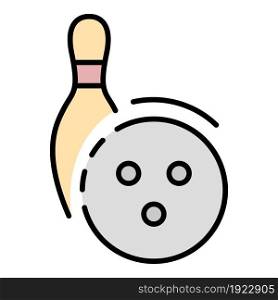 Bowling target icon. Outline bowling target vector icon color flat isolated on white. Bowling target icon color outline vector