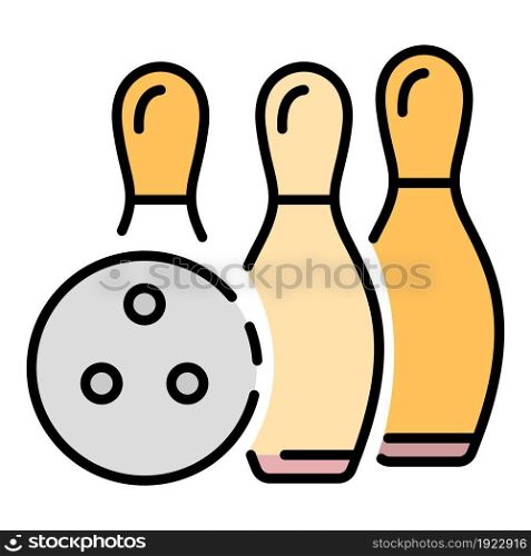 Bowling victory icon. Outline bowling victory vector icon color flat isolated on white. Bowling victory icon color outline vector