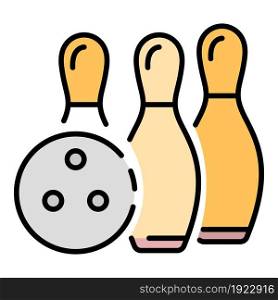 Bowling victory icon. Outline bowling victory vector icon color flat isolated on white. Bowling victory icon color outline vector