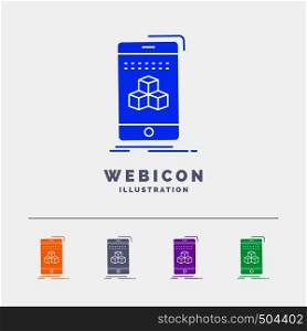 box, 3d, cube, smartphone, product 5 Color Glyph Web Icon Template isolated on white. Vector illustration. Vector EPS10 Abstract Template background