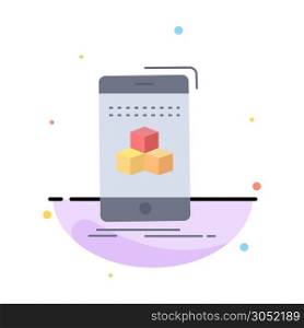 box, 3d, cube, smartphone, product Flat Color Icon Vector