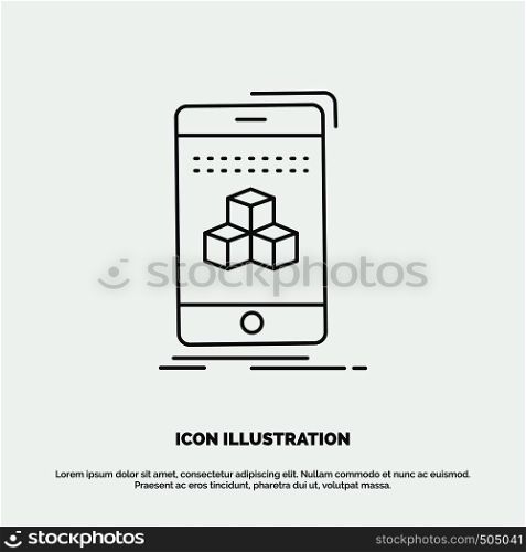 box, 3d, cube, smartphone, product Icon. Line vector gray symbol for UI and UX, website or mobile application. Vector EPS10 Abstract Template background