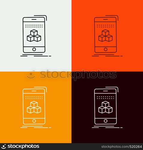 box, 3d, cube, smartphone, product Icon Over Various Background. Line style design, designed for web and app. Eps 10 vector illustration. Vector EPS10 Abstract Template background