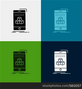 box, 3d, cube, smartphone, product Icon Over Various Background. glyph style design, designed for web and app. Eps 10 vector illustration. Vector EPS10 Abstract Template background