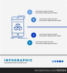 box, 3d, cube, smartphone, product Infographics Template for Website and Presentation. Line Blue icon infographic style vector illustration. Vector EPS10 Abstract Template background