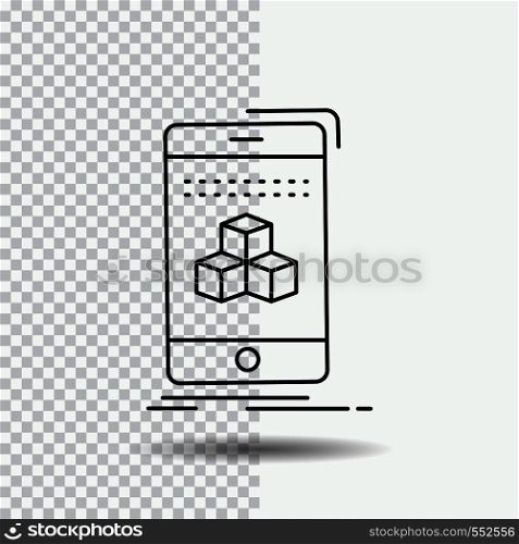 box, 3d, cube, smartphone, product Line Icon on Transparent Background. Black Icon Vector Illustration. Vector EPS10 Abstract Template background