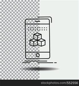 box, 3d, cube, smartphone, product Line Icon on Transparent Background. Black Icon Vector Illustration. Vector EPS10 Abstract Template background