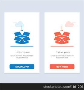Box, Arrow, Shipping, Education Blue and Red Download and Buy Now web Widget Card Template