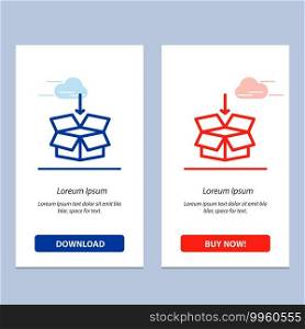 Box, Arrow, Shipping, Education  Blue and Red Download and Buy Now web Widget Card Template